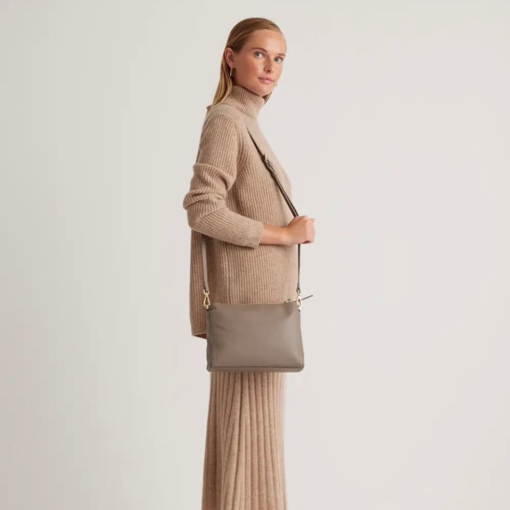 New! Quince Italian Leather Triple Compartment Convertible Crossbody Purse